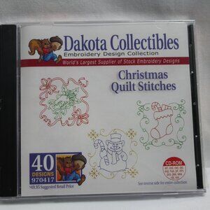 Dakota Collectibles Christmas Quilt Stitches Emb CD With 40 Designs 4X4 Sewing F